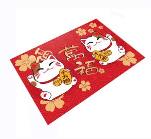 Lucky Cat Pattern Floor Carpet Non-slip Modern Doormats Rugs Red 15"*23" - Default