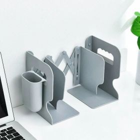 Retractable Bookend Book Stand Multifunction Book Folder Bookshelf With Pen Holder - as pic