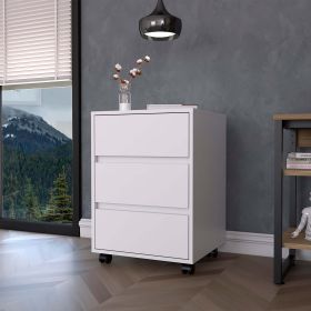 Vienna Three Drawers Filing Cabinet; Roller Blade Glide - White