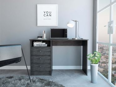 Naples Computer Desk; Three Drawers - Smokey Oak