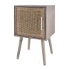 28"Tall Storage Cabinet with Grey Finished Surface Bohemian Handicraft Bedside Table for Livingroom & Bedroom - as Pic