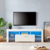 White morden TV Stand with LED Lights high glossy front TV Cabinet - Default