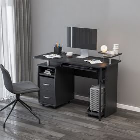 High Quality Office Furniture Modern Office Table Solid Wood Computer Desk With Storage Shelves And File Cabinet - Black