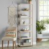 6-Shelf Gold Metal Frame Bookcase;  White - White