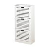 Wooden Shoe Cabinet for Entryway; White Shoe Storage Cabinet with 3 Flip Doors 20.94x9.45x43.11 inch - as Pic