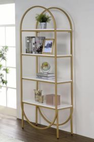 Lightmane Bookshelf; White High Gloss &amp; Gold 92662 - as Pic