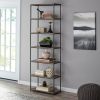 6' Tall 6-Tier Metal Framed Bookcase; Rustic Brown; White - rustic brown