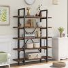 ON-TREND 5-tier Industrial Bookcase with Rustic Wood and Metal Frame; Large Open Bookshelf for Living Room(Distressed Brown) - as Pic