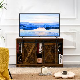 decorative wooden TV / storage cabinet with two sliding barn doors;  available for bedroom;  living room; corridor - Rustic Brown