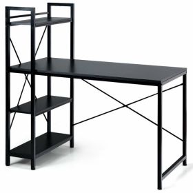 47.5 Inch Writing Study Computer Desk with 4-Tier Shelves - Black