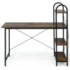 48-Inch Reversible Computer Desk with Storage Shelf - Rustic Brown