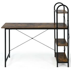 48-Inch Reversible Computer Desk with Storage Shelf - Rustic Brown