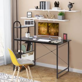 Reversible Computer Desk Study Workstation Home Office 4-tier Bookshelf - Brown