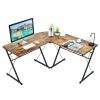 59 Inches L-Shaped Corner Desk Computer Table for Home Office Study Workstation - Brown