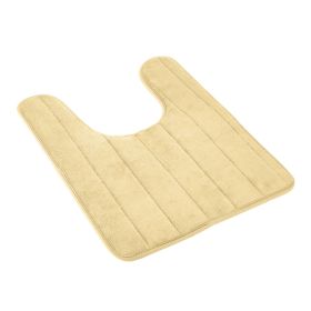 U Shaped Bathroom Rugs Contour Non-slip Toilet Mat Absorbent Cozy Velvet Floor Mat 23.62 x 19.69in - Khaki