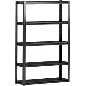 Adjustable 5 tier metal shelf, living room, bedroom, kitchen, garage, tool room - BLACK