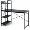 Simple Elegant 47.5 Inch Computer Desk With Shelves - Black