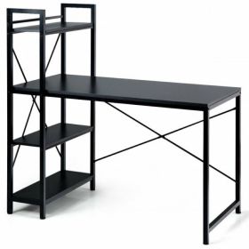 Simple Elegant 47.5 Inch Computer Desk With Shelves - Black