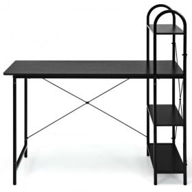 Modern Minimalist 48-Inch Reversible Computer Desk With Storage Shelf - Black