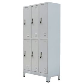 vidaXL Locker Cabinet with 6 Compartments Steel 35.4"x17.7"x70.9" Gray - Grey