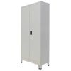 vidaXL Office Cabinet with 2 Doors Steel 35.4"x15.7"x70.9" Gray - Grey