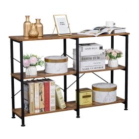 3-Tier Console Sofa Table, Industrial Foyer Table for Living Room, Entry Way, Hallway, Rustic Brown RT - Rustic brown