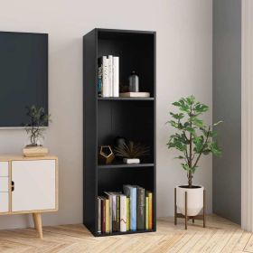 vidaXL Book Cabinet/TV Cabinet Black 14.2"x11.8"x44.9" Engineered Wood - Black