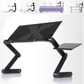 Free shipping Adjustable Laptop Stand, Portable Laptop Table Stand Ergonomic Lap Desk TV Bed Tray Standing Desk YJ - Black