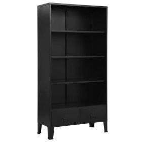 vidaXL Bookshelf Industrial Black 35.4"x15.7"x70.9" Steel - Black