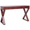 vidaXL Computer Desk Brown 52"x18.5"x30.3" Solid Mahogany Wood - Brown