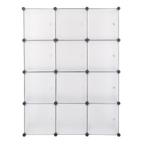 12-Cube Storage Shelf Cube Shelving Bookcase Bookshelf Organizing Closet Toy Organizer Cabinet White Color YF - White