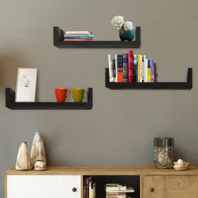 Set of 3 Floating Display Shelves Ledge Bookshelf Wall Mount Storage Home DÃ©cor - Black