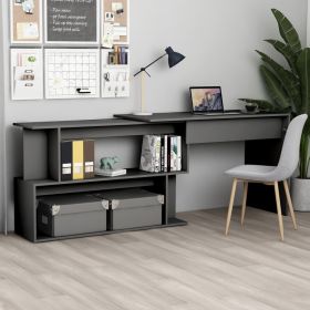 vidaXL Corner Desk Gray 78.7"x19.7"x29.9" Engineered Wood - Grey