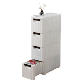 4-Tire Rolling Cart Organizer Unit with Wheels Narrow Slim Container Storage Cabinet for Bathroom Bedroom RT - White