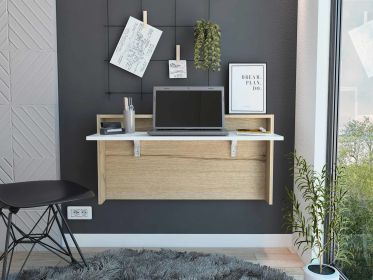 Brickell Floating Desk - Light Oak / White