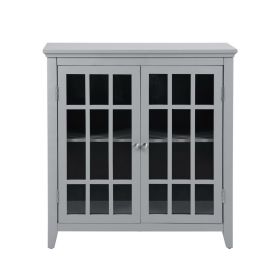 36 inch Accent Cabinet; Multipurpose Cabinet with 2 Open Doors ; Grey - pic