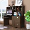 Home Office Computer Desk with Hutch; Walnut - as pic