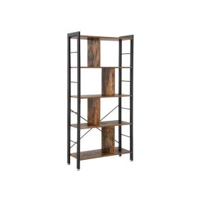 4 Tier Industrial Bookshelf Rustic Brown & Black - Industrial Bookshelf