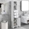 Tall Bathroom Cabinet;  Freestanding Storage Cabinet with 3 Drawers and Adjustable Shelf;  MDF Board with Painted Finish - White