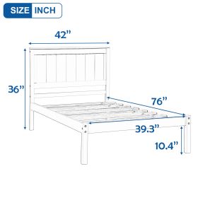 Platform Bed Frame with Headboard ; Wood Slat Support ; No Box Spring Needed ; Twin; Espresso(OLD SKU:WF191418AAP) - as pic