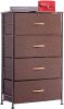 Fabric 4 Drawers Storage Organizer Unit Easy Assembly;  Vertical Dresser Storage Tower for Closet;  Bedroom;  Entryway;  Brown - Brown