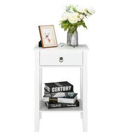 FCH Two-layer Bedside Cabinet Coffee Table with Drawer White RT - White