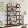 5-tier Industrial Bookcase with Rustic Wood and Metal Frame, Large Open Bookshelf for Living Room(Distressed Brown) - Rustic Brown