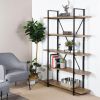 5-Tier Industrial Bookcase With Rustic Wood And Metal Frame, Large Open Bookshelf For Living Room - Brown