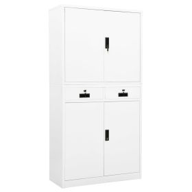 vidaXL Office Cabinet White 35.4"x15.7"x70.9" Steel - White