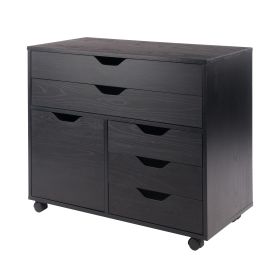 Halifax Wide Storage Cabinet; 3-Small & 2-Wide Drawers; Black - 20633