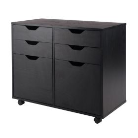 Halifax Wide 2-Door Storage Cabinet; 4-Drawer; Black - 20622