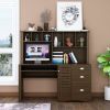 Home Office Computer Desk with Hutch; Walnut - as pic