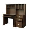 Home Office Computer Desk with Hutch; Walnut - as pic