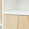 Multi-purpose storage cabinet with display stand and door; entrance channel; modern buffet or kitchen sideboard; TV cabinet; white and oak - as pic